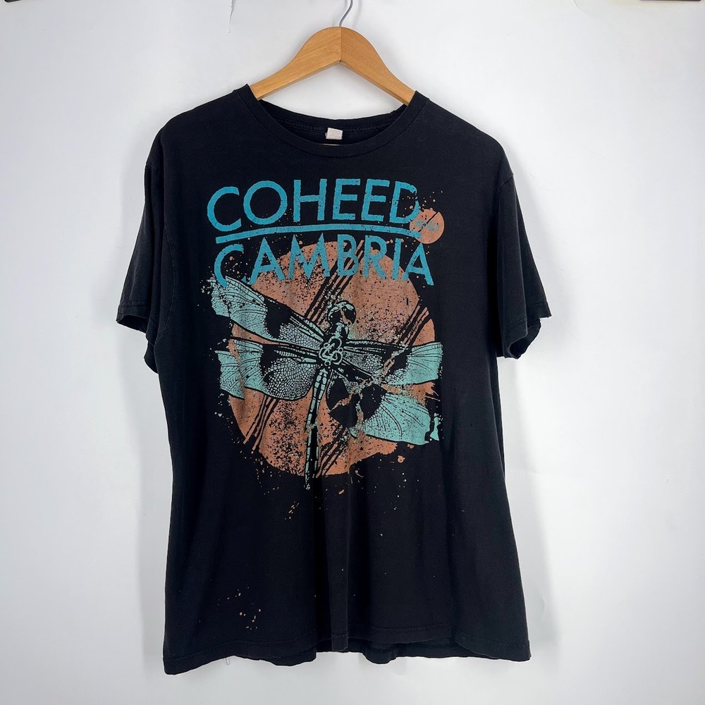 Coheed and Cambria Dragonfly Graphic Band T-Shirt Black Teal XL Mens Rock Tee